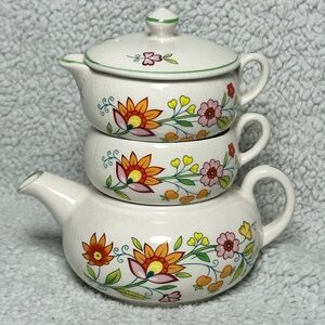 Vintage Old Foley Floral Stacking Teapot For 1 By James Kent LTD England